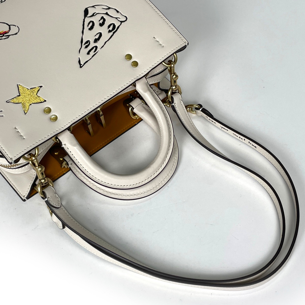 Coach Rogue 25 Sketch Print 2-Way Leather Handbag, White, CAN04, Women's - Picture 5 of 7